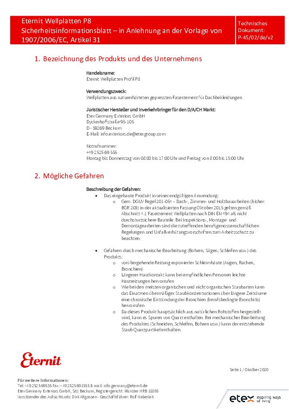 Sicherheitsinformationsblatt